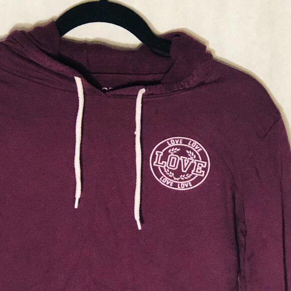 On Fire hooded sweater with drawstrings maroon 100% cotton size medium READ - Picture 3 of 7